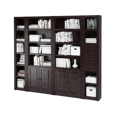 Elona 213cm H x 255cm W Solid Wood Library Bookcase