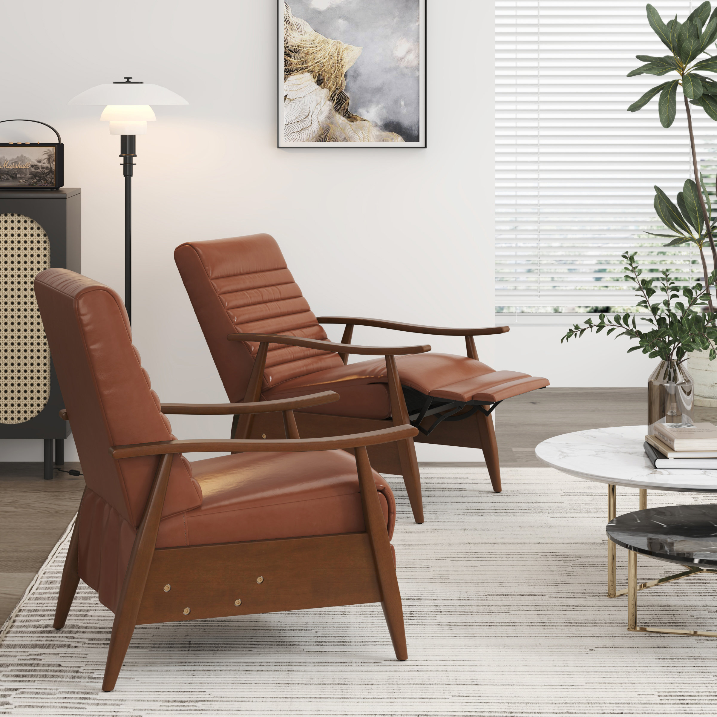 Mid Century Leather Recliner