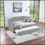 Lit de jour en velours avec canapé-lit capitonné et rembourré en velours, taille simple, gris
