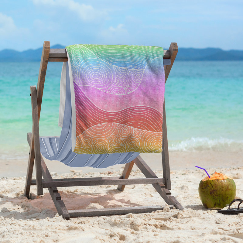 Katelyn Elizabeth Cotton Blend Beach Towel, Black/Red/White