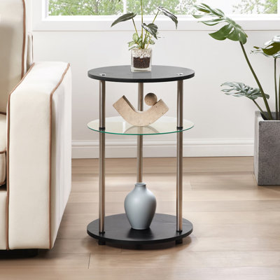 Edwin 25.25'' No Tools 3 Tier Glass Round End Table