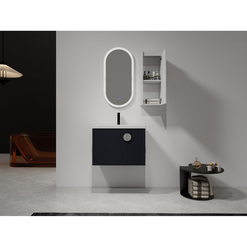 12" Bathroom Side Cabinet,Soft Close Doors,Float Mounting Design,(KD-Packing)