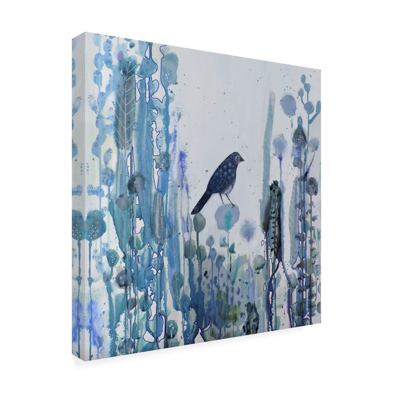 Sylvie Demers Blue Bird Canvas Art with Wooden Frame