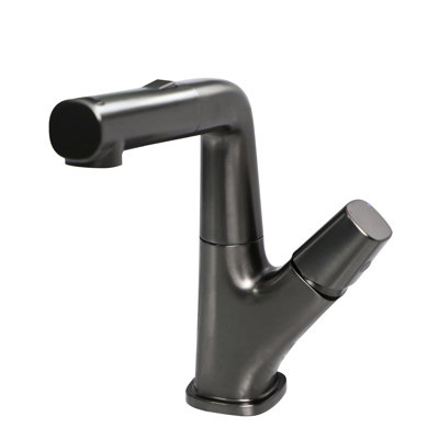 Gunmetal Black Pull - Down Sink Faucet For Bathroom, Three Water Modes, 90 Cm Hoses, Dual Mode Switch, 360 Swiveling Spout, Adjustable Temperature Levels, Ceramic Valve, Installation Kit With