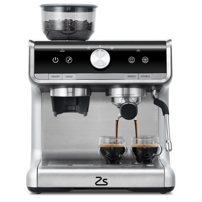 20 Bar Semi-Automatic Coffee Coffee Maker with Built-in Grinder, 2.8L Removable Water Tank, Milk Frother Steam Wand, PID Temperature Control, Home Cappuccino Latte Macchiato - Silver