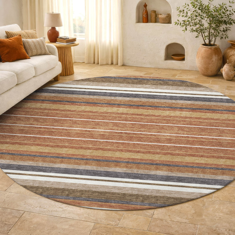 Tapis de qualité supérieure lavable à la machine Mayfield AMF2330, Paprika, Rond 8 pi
