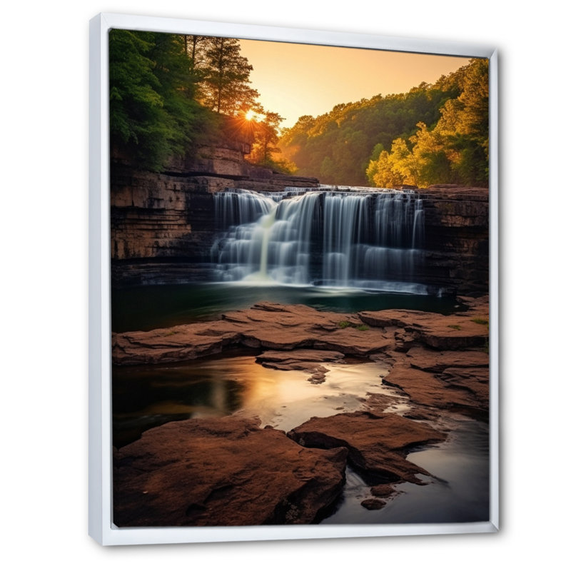 Alabama, cascades majestueuses en automne, H 32 po x l 24 po x P 1 po, Cadre flottant blanc