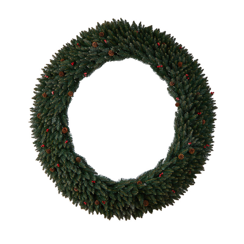 Grande couronne floquée 72 po en polychlorure de vinyle (PVC) éclairée