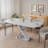 47.25''-63'' Modern White Glossy Dining Table For 4-6 People, Extendable Dining Table With Crossed Metal Base And Stainless Steel Tubes, Large Dining Table  White(Same SKU:W757P160404)-1980975924