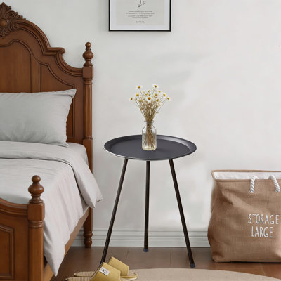 Support pour plante multifonctionnel et table d'appoint pour une utilisation intérieure et extérieure, conception en métal antirouille avec assemblage sans outil, plateau rond compact pour la décoration intérieure