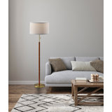 Adaire 58'' Brass an Walnut Traditional Floor Lamp