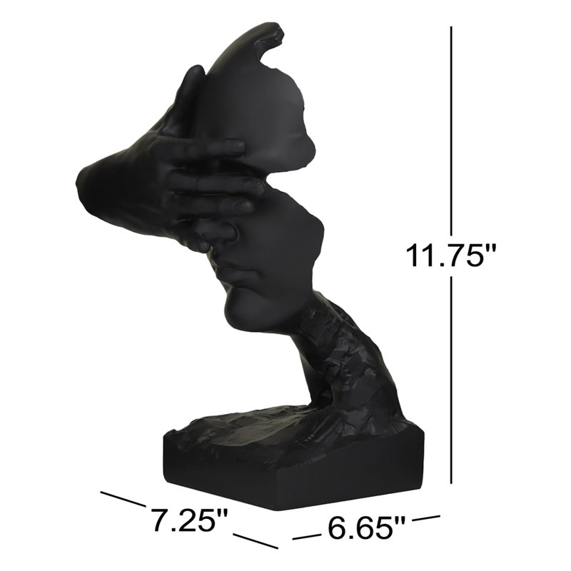 Sculpture décorative en pierre noire, ensemble de 3