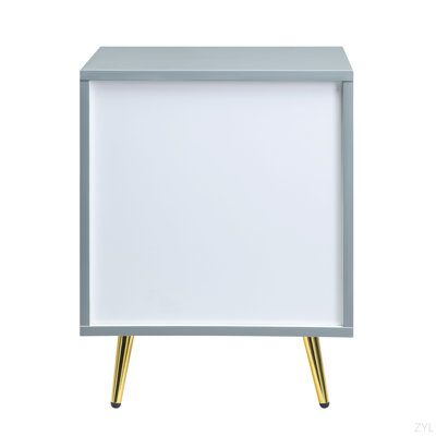 Grey High Gloss Finish Nightstand