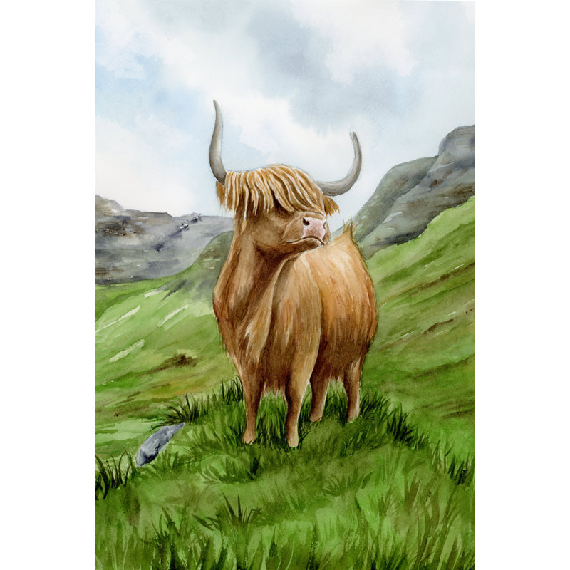 Highland Cow, Pas de tapis, H 18 po x l 12 po, Toile tendue