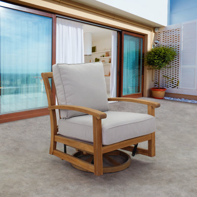 Chancy Swivel Teak Outdoor Lounge Chair