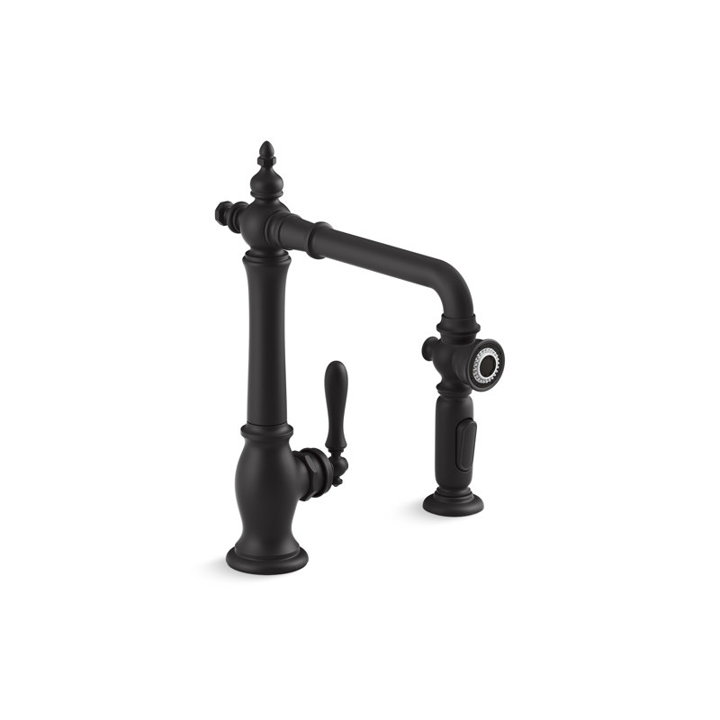Artifacts® Single Handle Kitchen Sink Faucet with Accessories, Matte Black