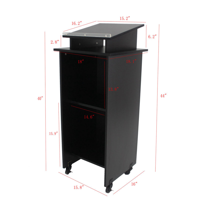 Black Wood Podium Pulpit Lectern with White Cross Event Debate Speech School Mobile