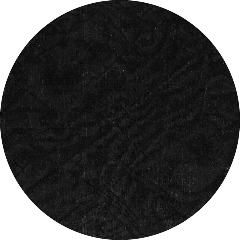 Tapis noir en chenille / polyester tissé à la machine Mekaela, Rond 4 pi