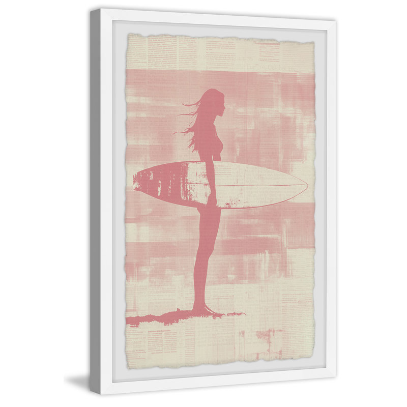 «The Pink Surfer», reproduction encadrée, H 24 po x l 16 po