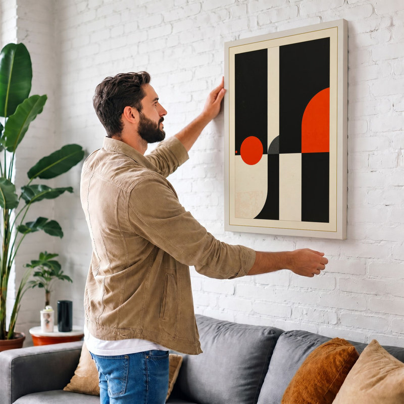 Vertical Forms in Motion Geometric - Wrapped Canvas, 30x20 - 76.2 x 50.8 cm, Taupe Border