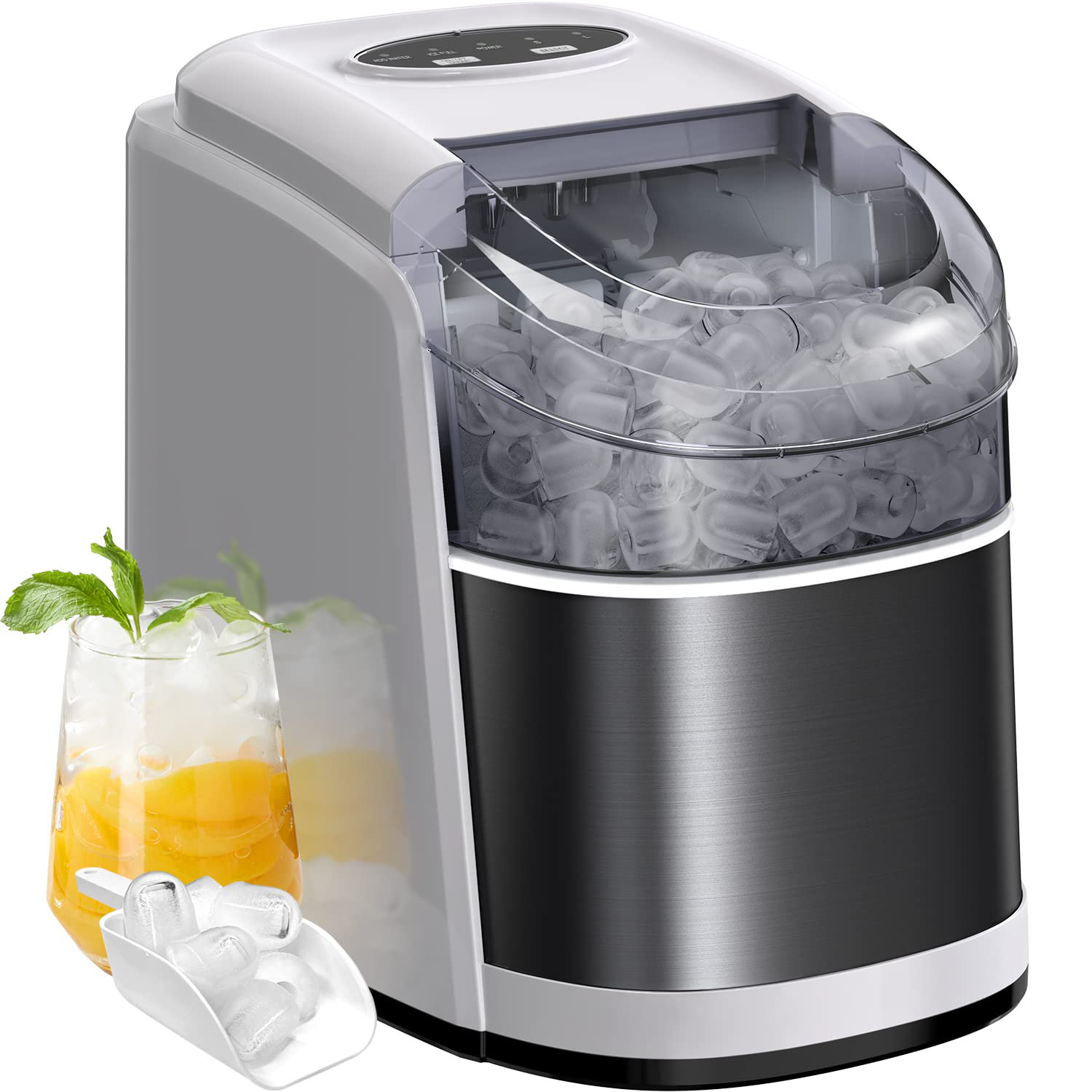 Furnimics 26 Lb. lb. Daily Production Bullet Clear Ice Freestanding Ice ...