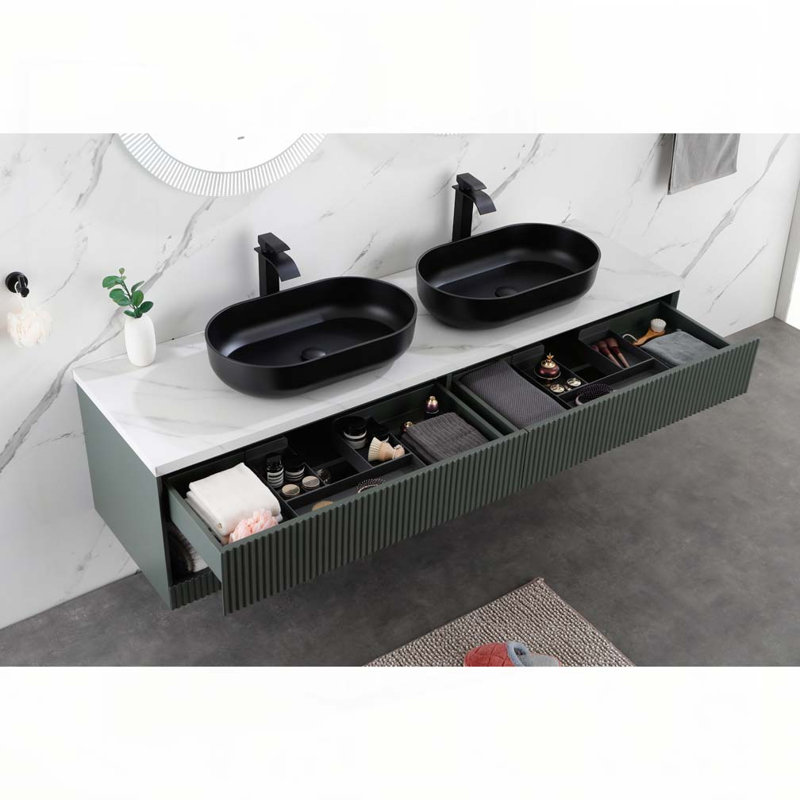 Oval 24"x14" Above Bathroom Vessel Sink, Matte Black