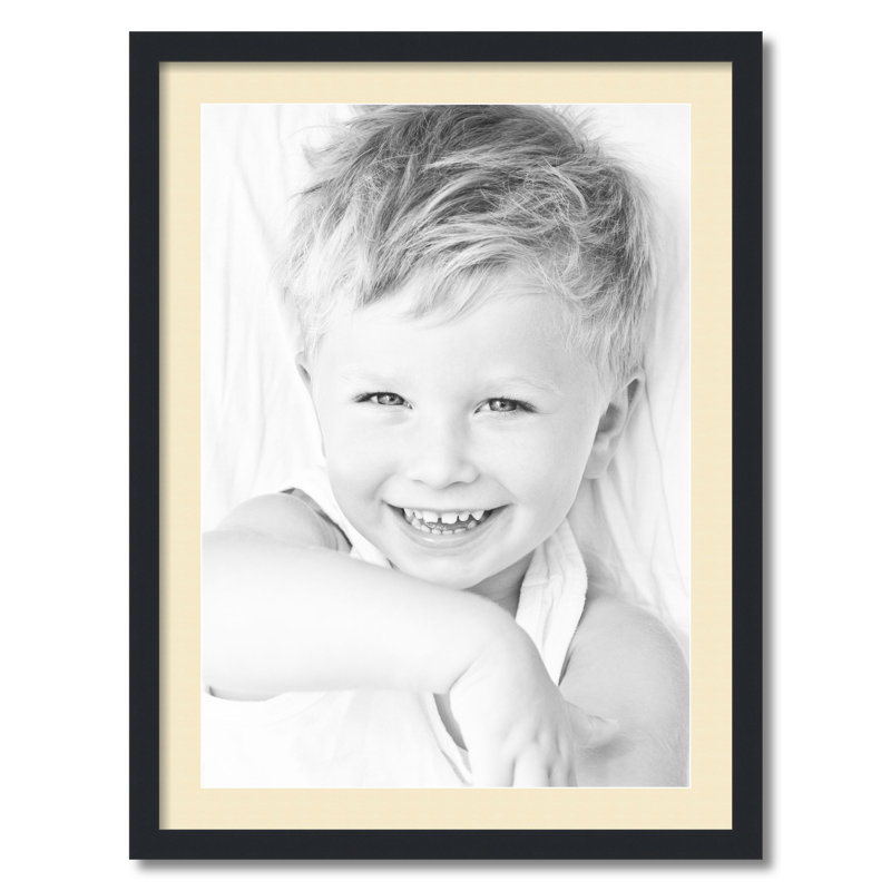 Wood Picture Frame with Mat, Cream