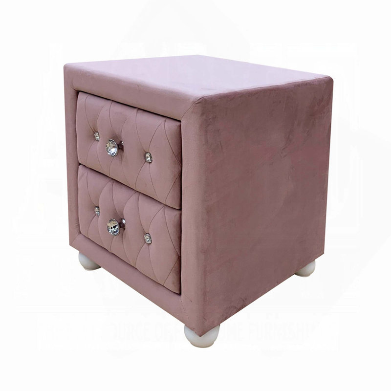 Magnifique table de chevet rembourrée en tissu avec 2 tiroirs de rangement spacieux pour l'organisation de la chambre à coucher et la décoration moderne