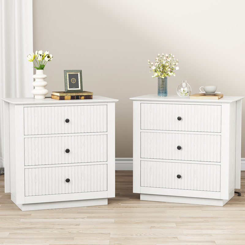 3-Piece Bedroom Set, 6 Drawer 47.2" W Double Dresser& Nightstand Set Of 2