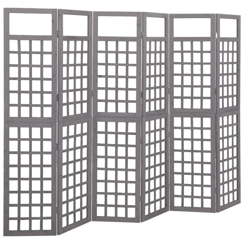 Lhrizi 242.5cm W x 180cm H Solid Wood Folding Room Divider, 6, Grey