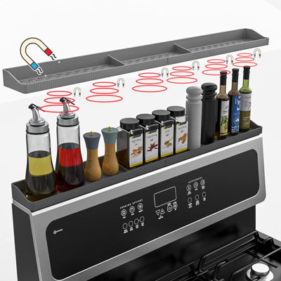 30 Inch Silicone Stove Top Shelf Magnetic For Kitchen, Soft Flexible Strong Magnetic Heat Resistant Spice Rack Organize