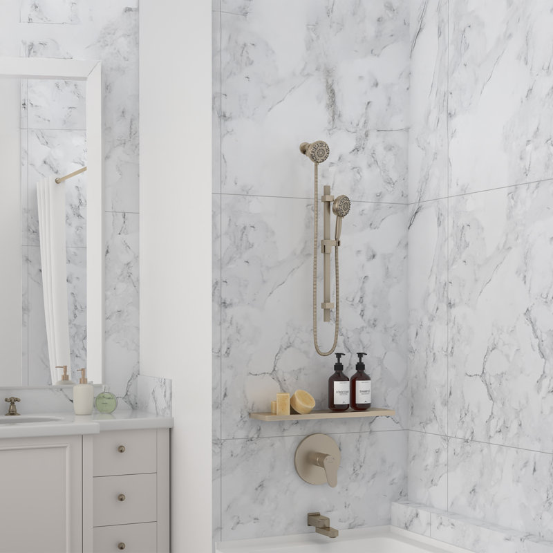 Système de douche à pomme de douche multifonction 4 po avec barre coulissante et douche à main multifonction 1,8 GPM Retreat