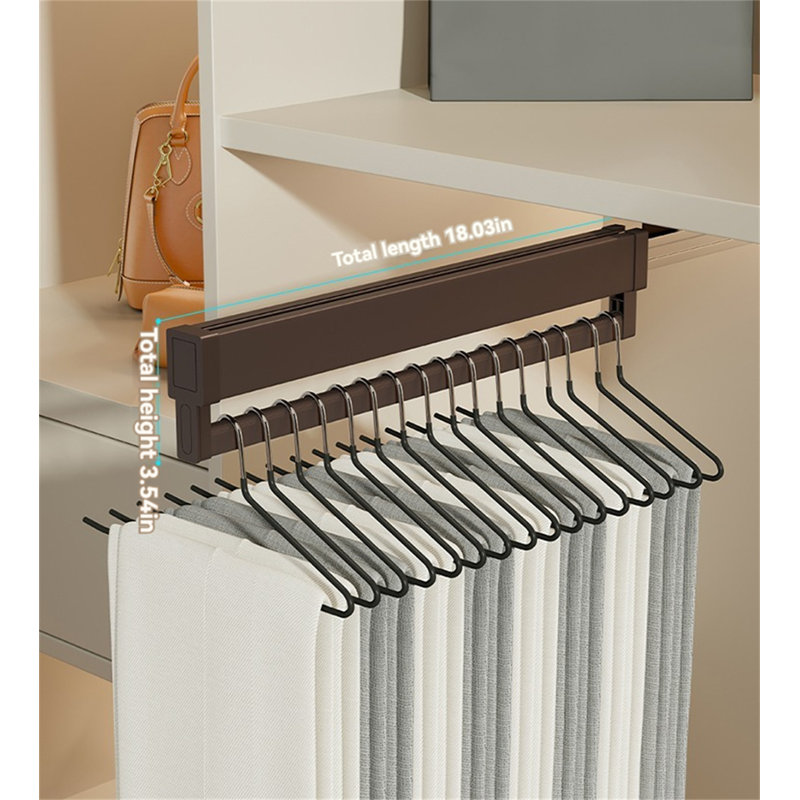 Porte-pantalons extensible en aluminium de qualité supérieure avec glissière