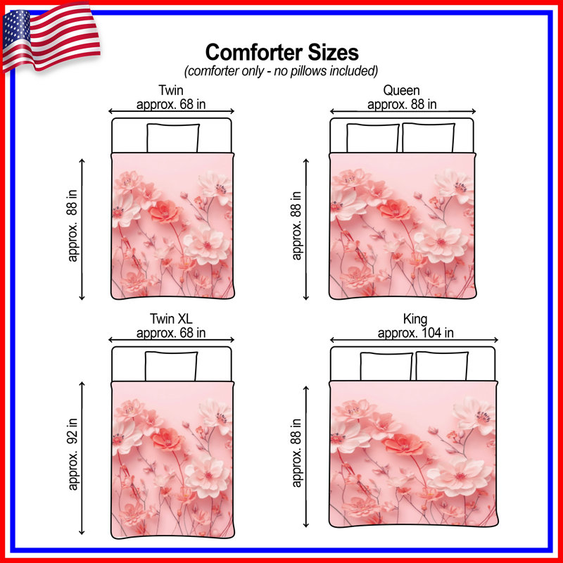 Édredon Pink Cherry Blossoms, Twin Extra Long