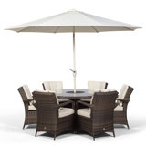 Karas 6 Seater Dining Set with Cushions and Parasol