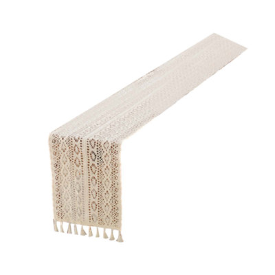 Boho Table Runner Linen Macrame Table Runner With Tassels Woven Table Runner For Bohemian Home Dining Bedroom Table Decoration