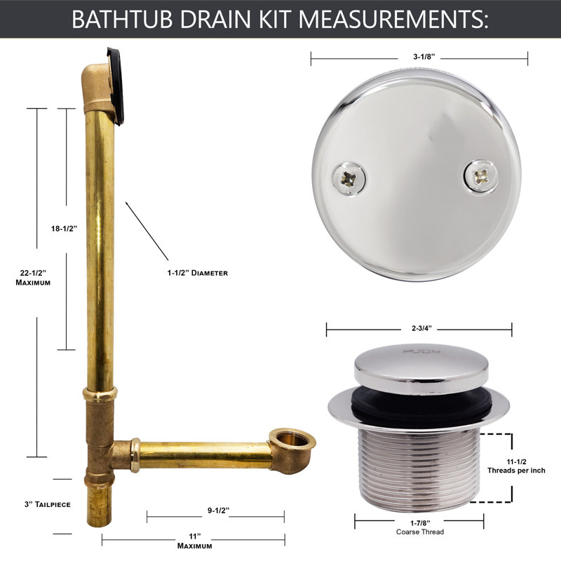 Drain de baignoire Tip Toe, Chrome poli