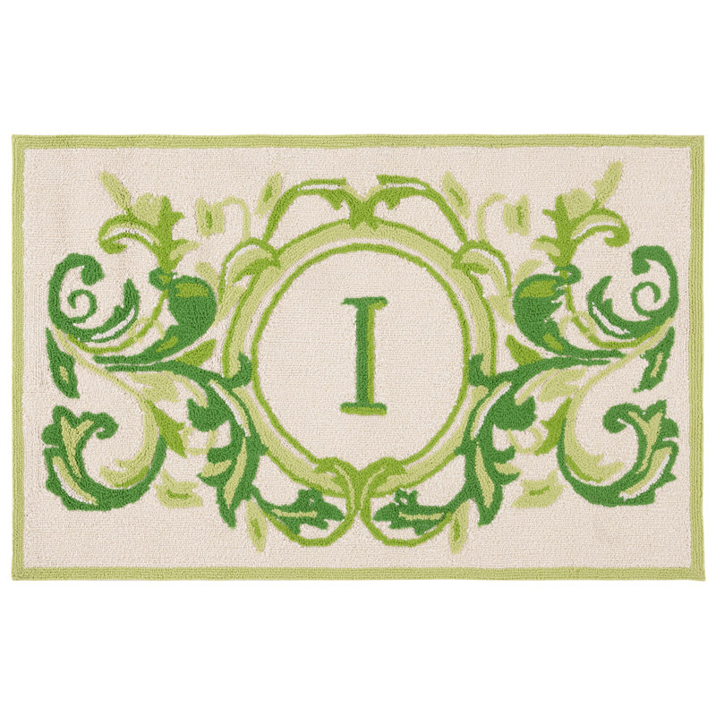 Personalizable Outdoor Doormat, 30" W x 48" L, I, Beige/Green