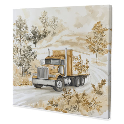 Camion aquarelle, paysage de rêve I - décoration murale camion
