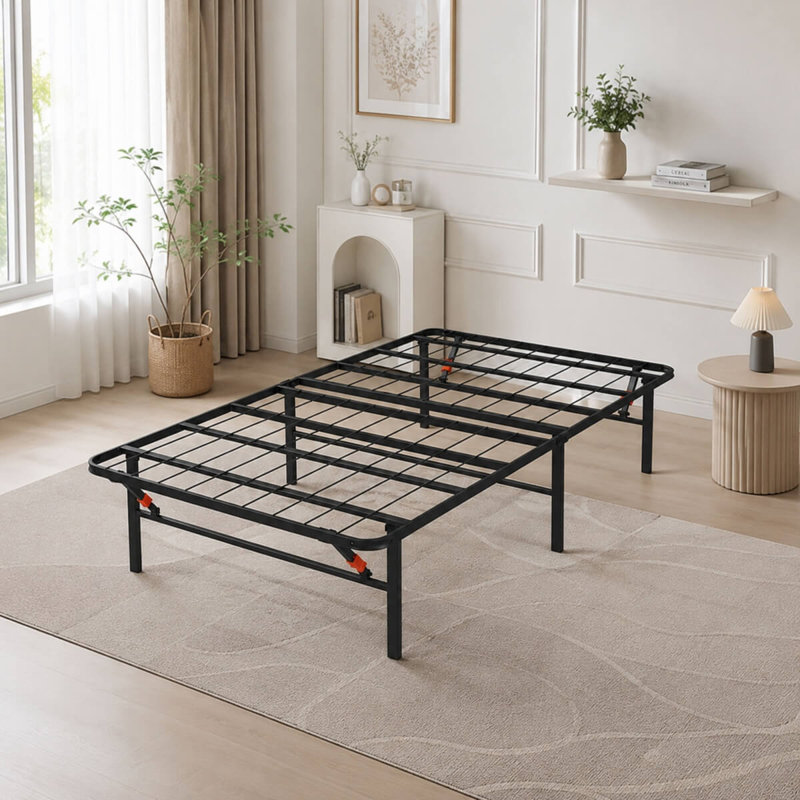 Cadre de lit plateforme pliable en métal robuste pour lit simple, Lit simple