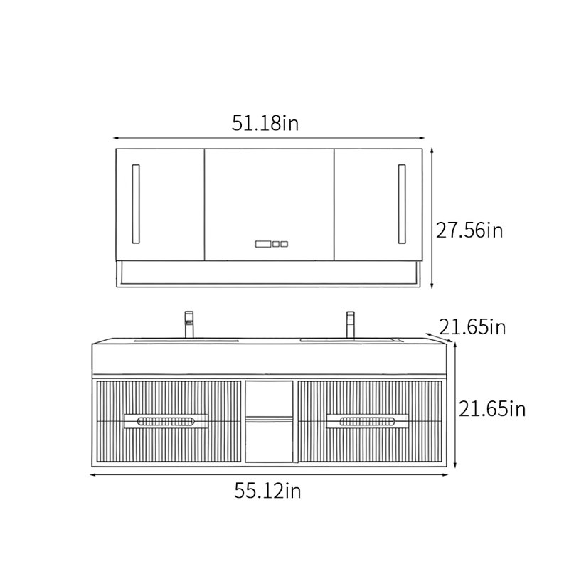 Armoire de salle de bain moderne, simple et luxueuse, 55", Mauve