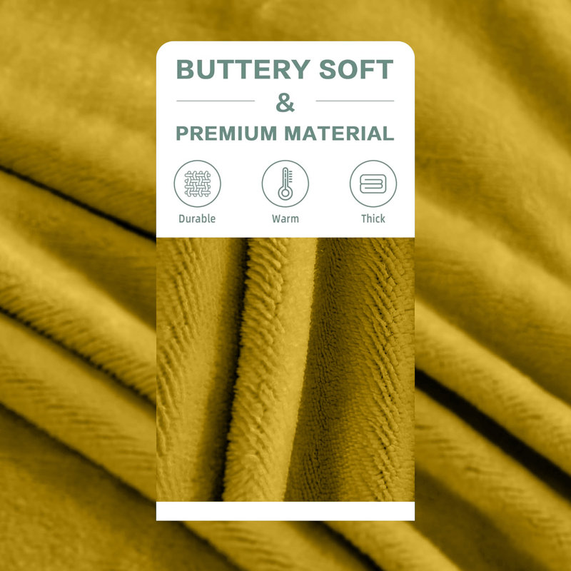 Adamczyk Soft Touch Mink Faux Fur Plush Sofa Throw/Blanket , Yellow, 230cm x 270cm