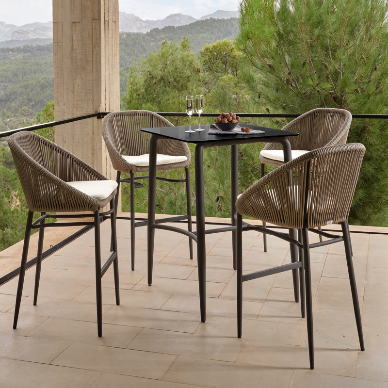 Rodona Outdoor 5 - Piece Dining Set with Cushions, Canvas Taupe Sunbrella® Canvas