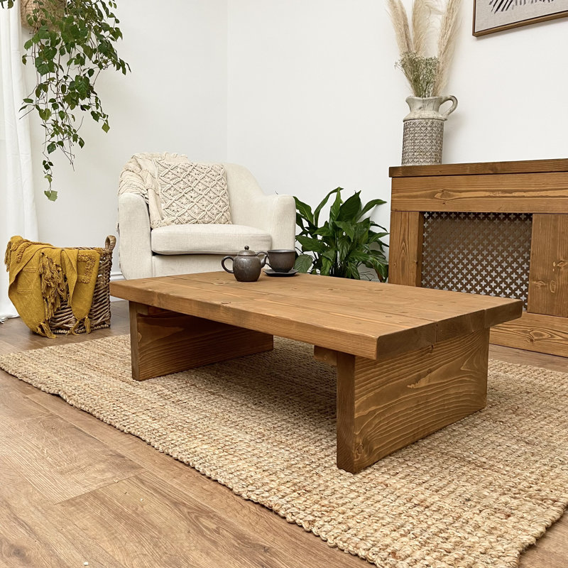 Norene Solid Wood Sled Coffee Table, Rugger Brown, 30" H x 80" L x 60" W