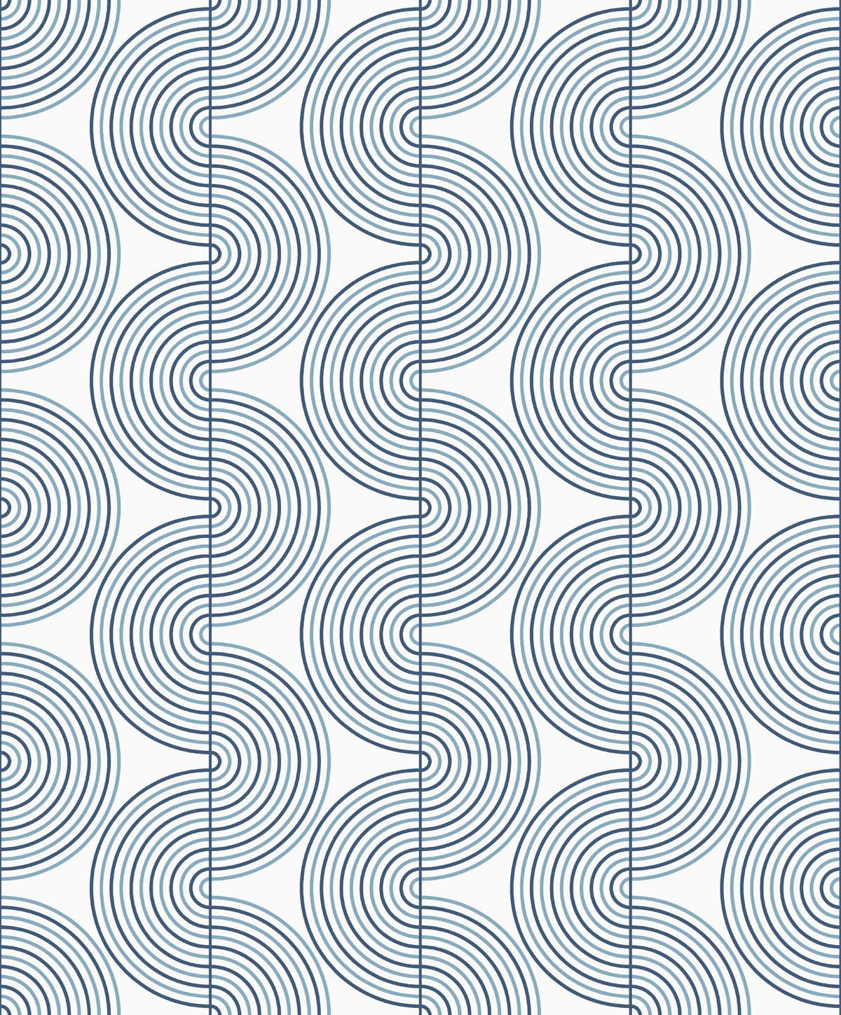 Cecile Mid-Century Peel & Stick Geometric Wallpaper, Blue