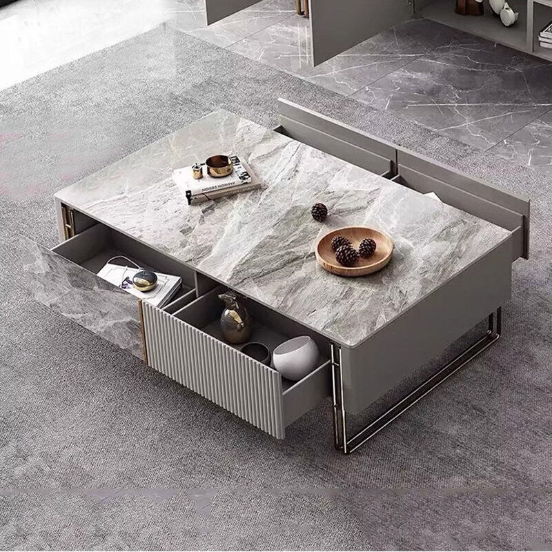 Italian classic coffee table, 17.71" H x 39.37" L x 23.62" W, Gray