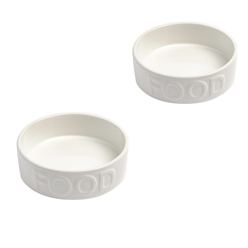 Bol pour animaux Classic Food, Blanc, Petit (2 tasses / 16 oz liquides)