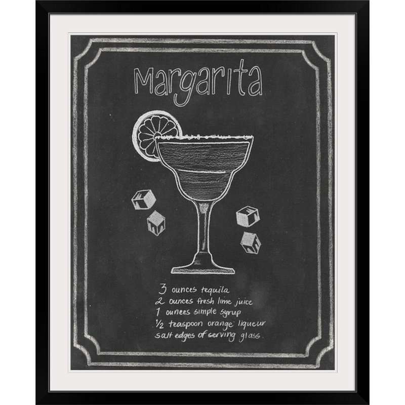 « iv », affiche rétro dépilé Chalkboard Cocktails, Cadre noir, H 28 po x l 24 po x P 1 po