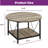 2 Tier Metal Frame Small Round Rustic Coffee Table With Open Storage Shelf