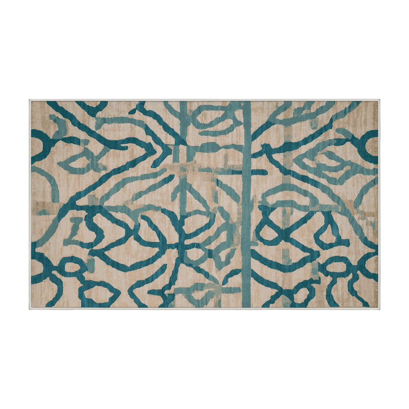 Machine Washable Beige Area Rug, Rectangle 2' x 3'